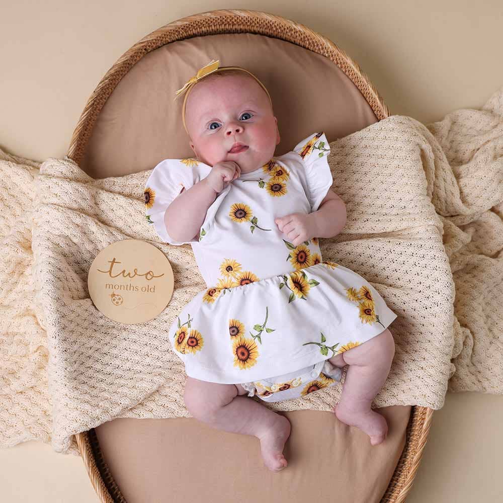 Snuggle Hunny - Sunflower Short Sleeve Organic Dress
