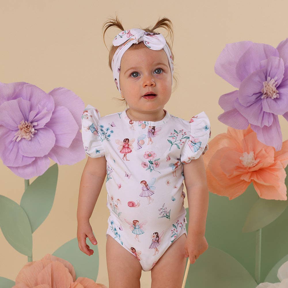 Snuggle Hunny - Fairy Garden Short Sleeve Organic Bodysuit with Frill - Bambam Kids Toys 