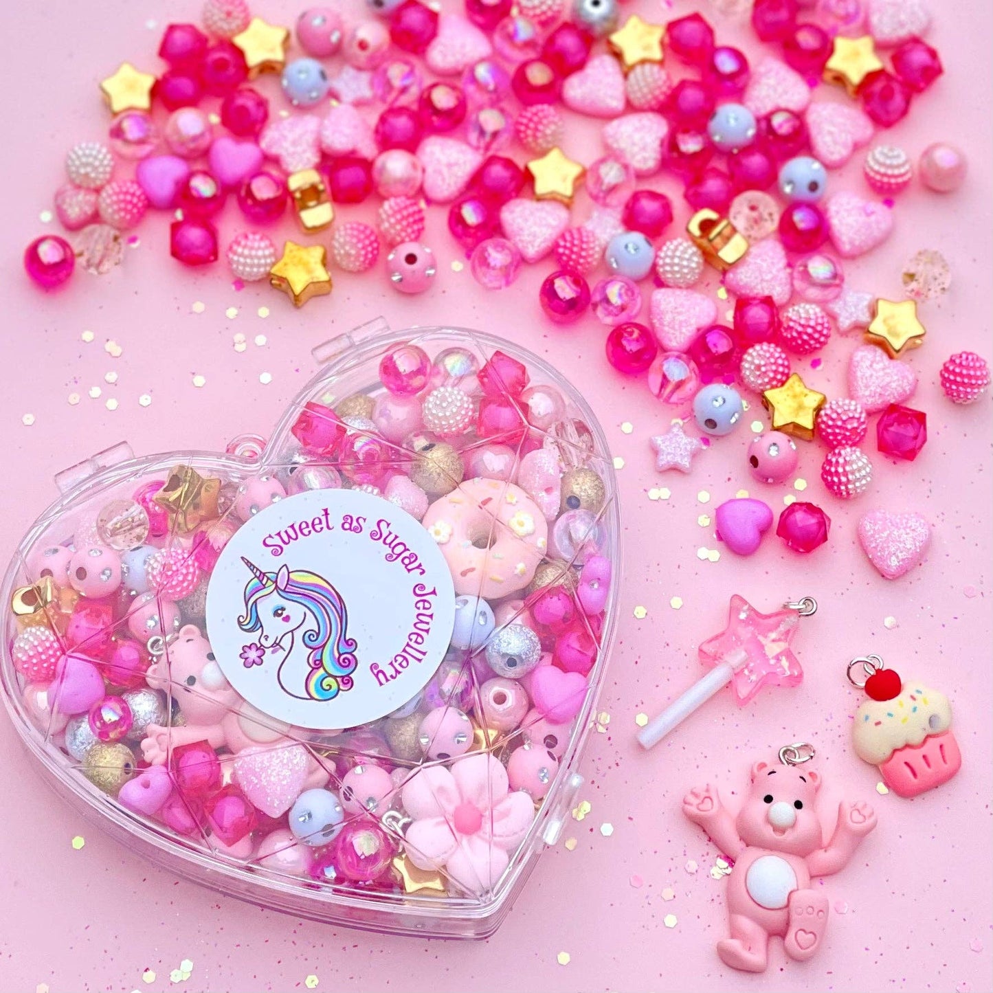 Sweet As Sugar Jewellery - Jewellery Making Kit Pink Heart Shape