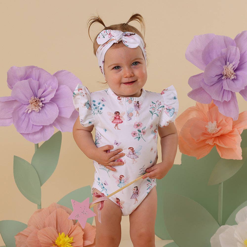 Snuggle Hunny - Fairy Garden Short Sleeve Organic Bodysuit with Frill - Bambam Kids Toys 