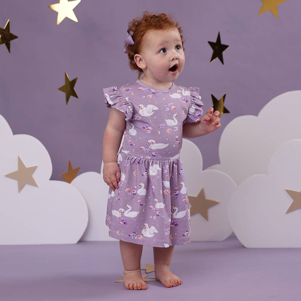 Snuggle Hunny - Swan Lake Short Sleeve Organic Dress