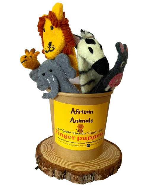 African Animals Finger Puppet Set - Himalayan Felt Co
