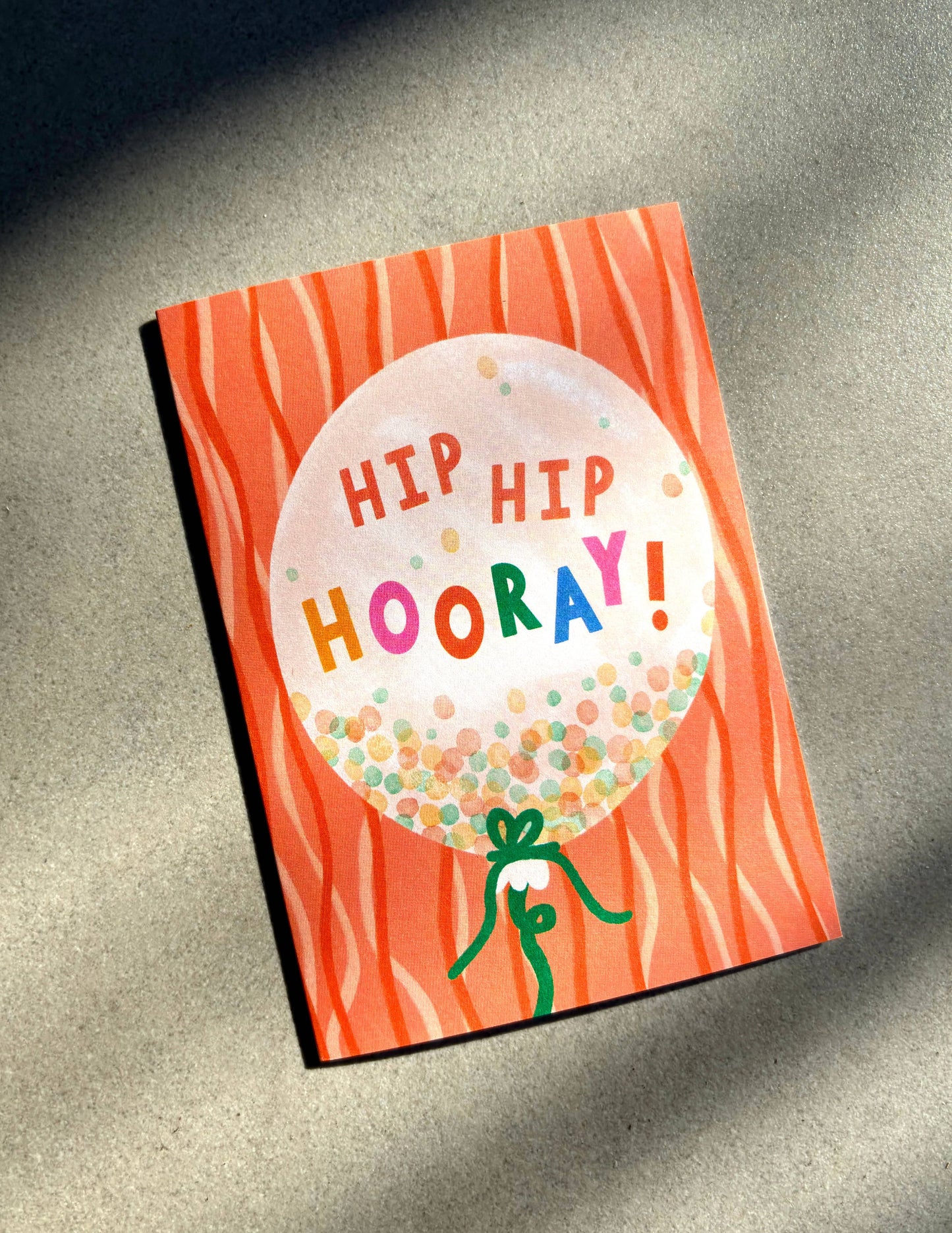 Lauren Sissons Studio - Hip Hip Hooray Birthday Card - Balloon Cute Confetti Bday 