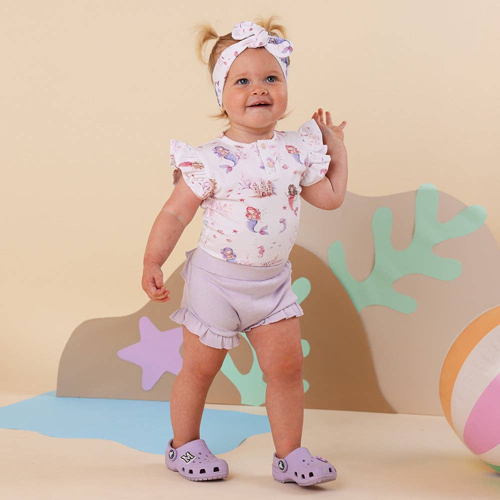 Snuggle Hunny - Mermaid Short Sleeve Organic Bodysuit with Frill