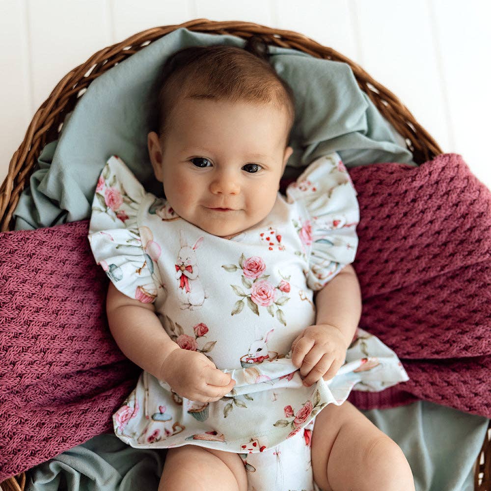 Snuggle Hunny - White Rabbit Short Sleeve Organic Dress