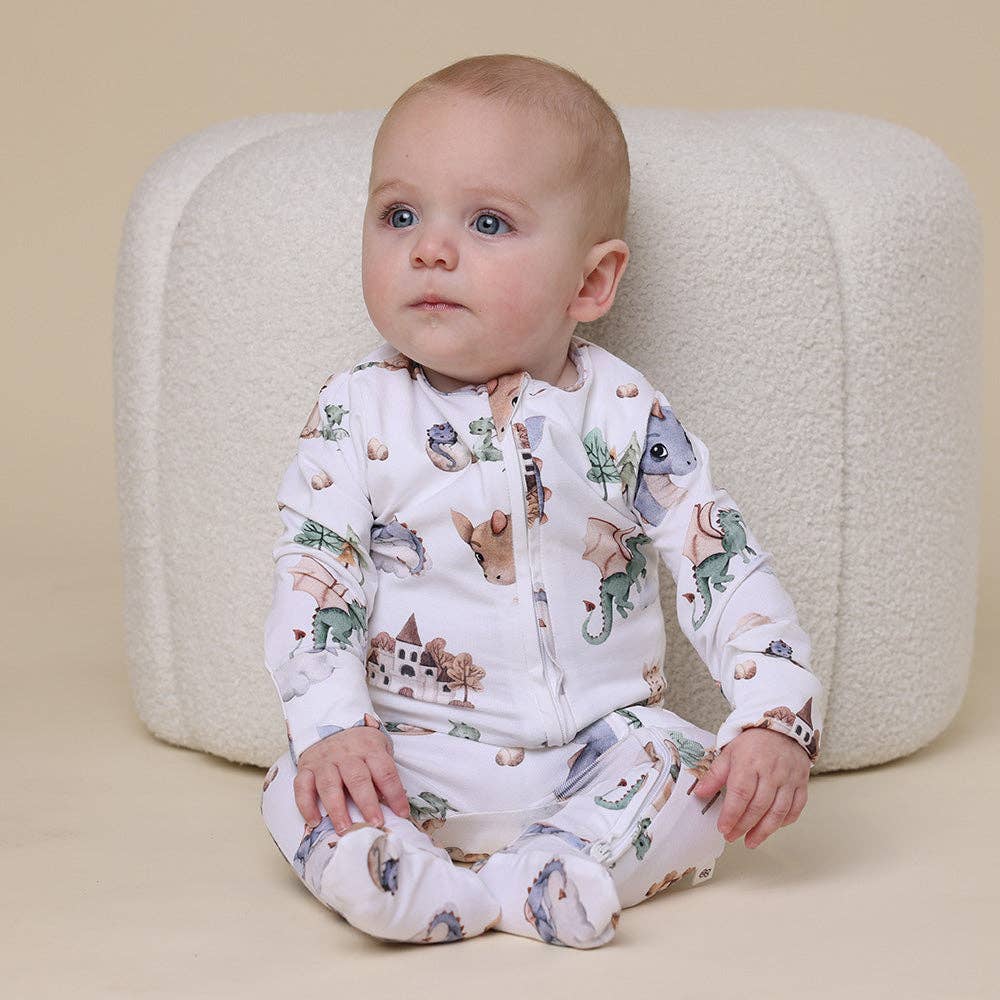 Snuggle Hunny - Dragon Organic Snuggle Sleepsuit Zip Footie