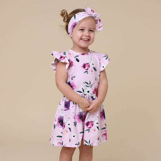 Snuggle Hunny - Floral Kiss Short Sleeve Organic Dress - Bambam Kids Toys 
