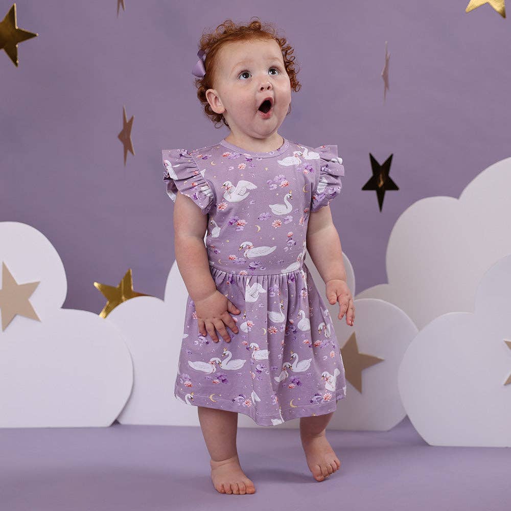 Snuggle Hunny - Swan Lake Short Sleeve Organic Dress