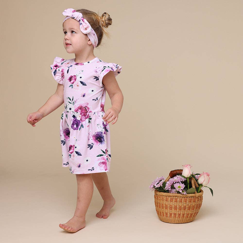 Snuggle Hunny - Floral Kiss Short Sleeve Organic Dress - Bambam Kids Toys 