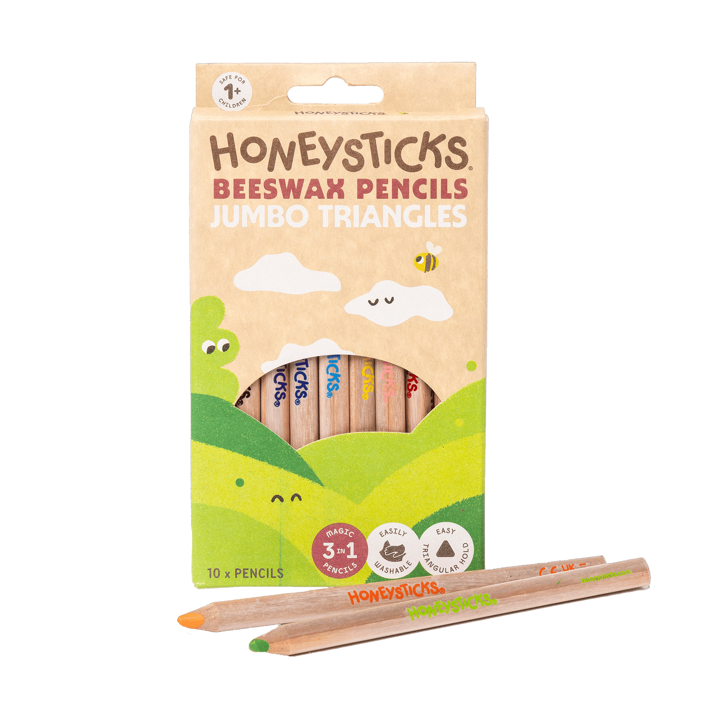 Honeysticks - Australia - Honeysticks 3-in-1 Beeswax Pencils Jumbo Triangles 10pk