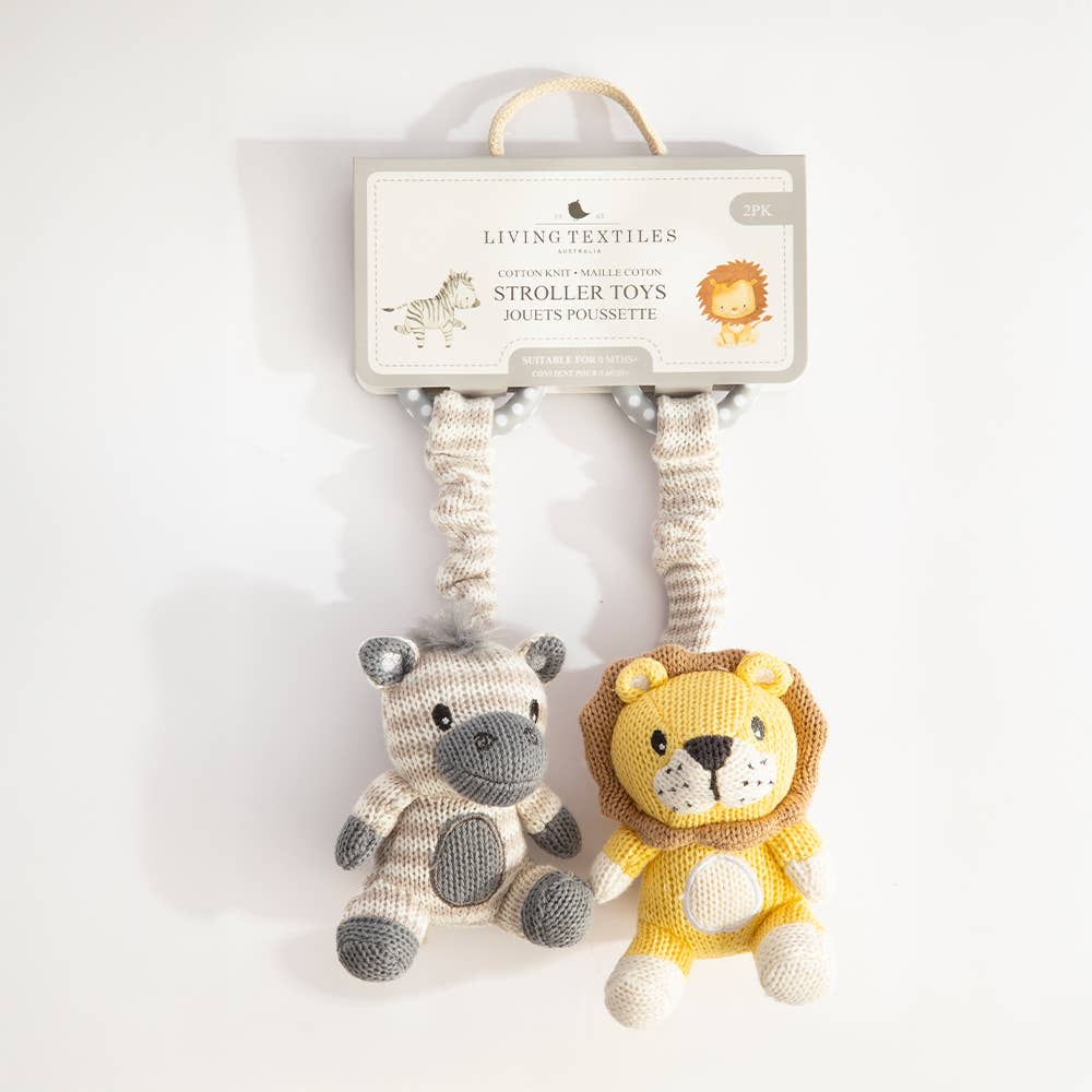 Living Textiles - 2pk Stroller Toys - Zebra & Lion