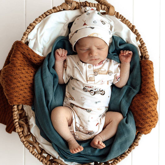 Snuggle Hunny - Vintage Cars Short Sleeve Organic Bodysuit