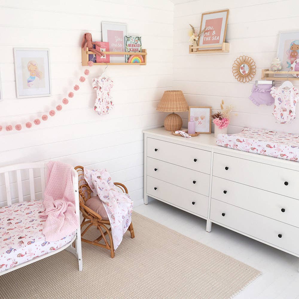 Snuggle Hunny - Mermaid Organic Bassinet Sheet / Change Pad Cover