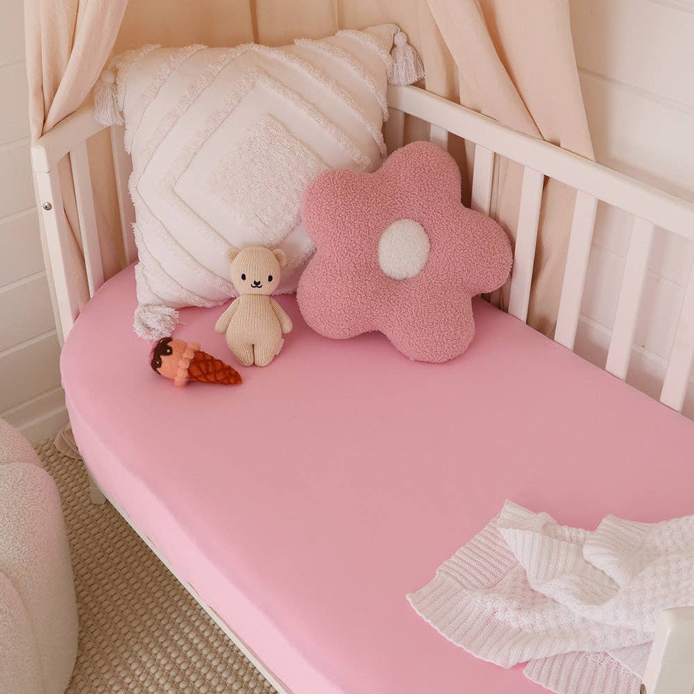 Snuggle Hunny - Bubblegum Organic Fitted Cot Sheet - Bambam Kids Toys 