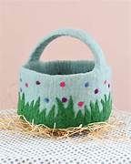 Felt Blue Basket with Colourful Dots - Tara Treasures