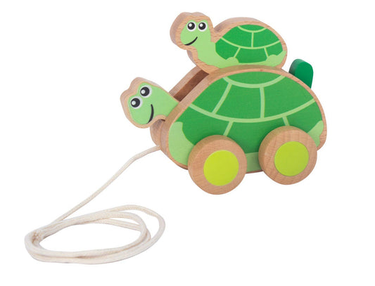 Wooden Pullalong Mummy & Baby Turtles