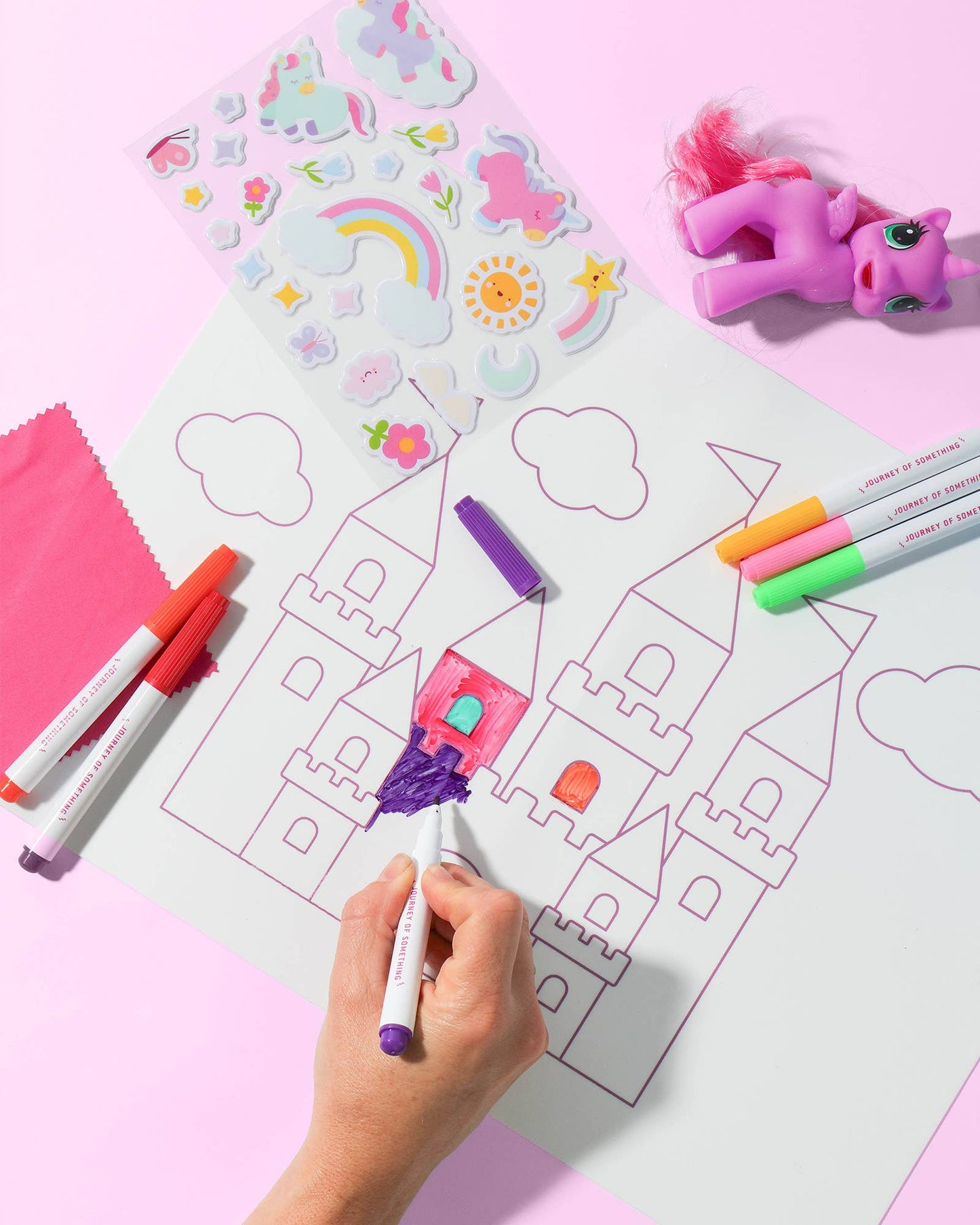 Wipeable Silicone Colouring Mat - Unicorn Castle
