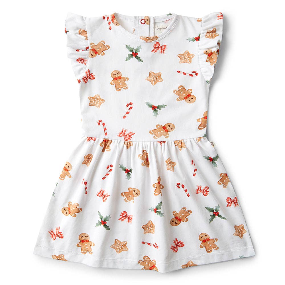 Snuggle Hunny - Gingerbread Short Sleeve Organic Dress