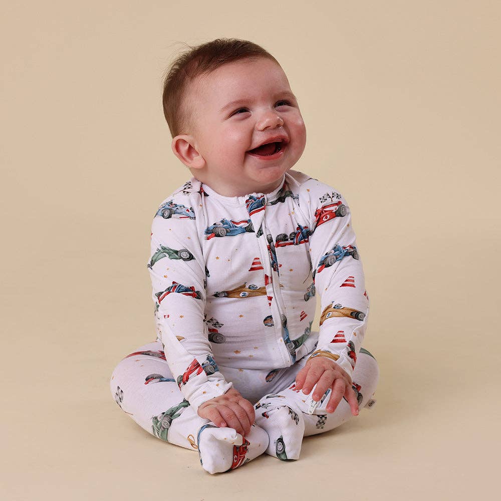 Snuggle Hunny - Little Racers Organic Snugglesuit Convertible Romper