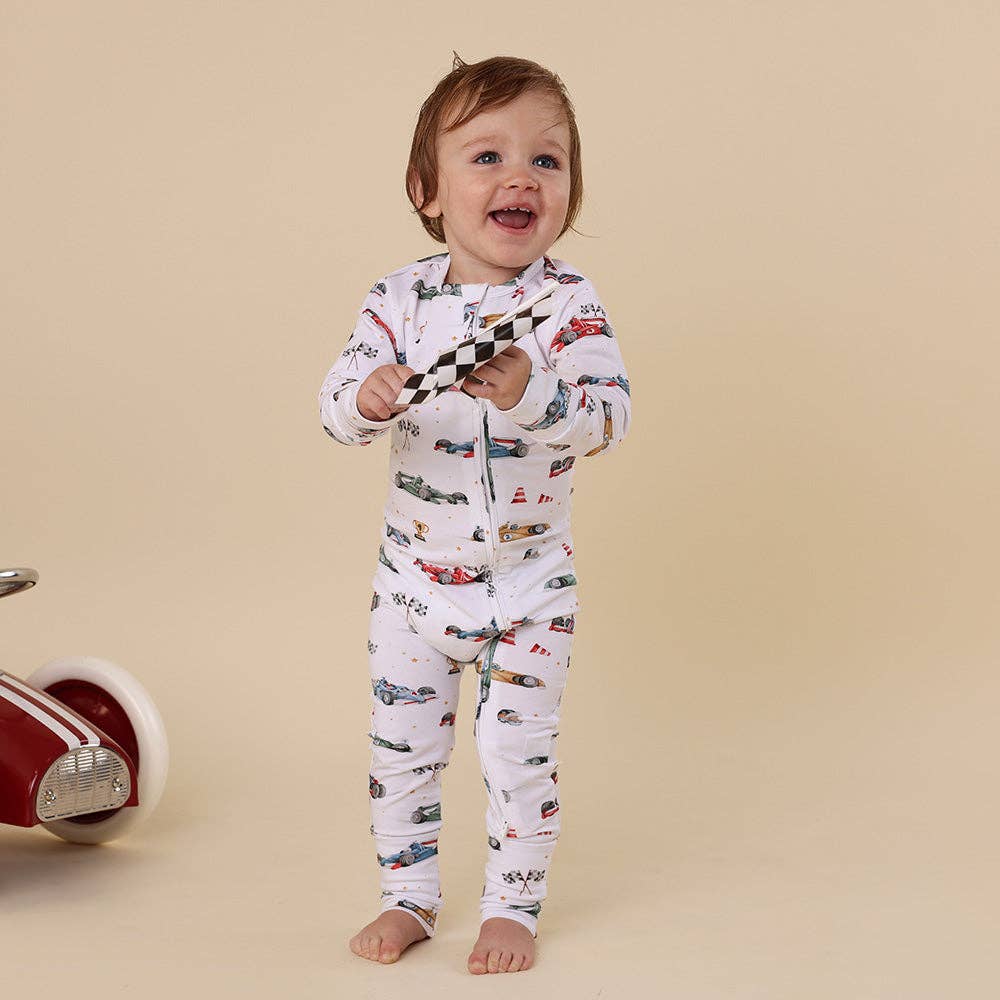Snuggle Hunny - Little Racers Organic Snugglesuit Convertible Romper