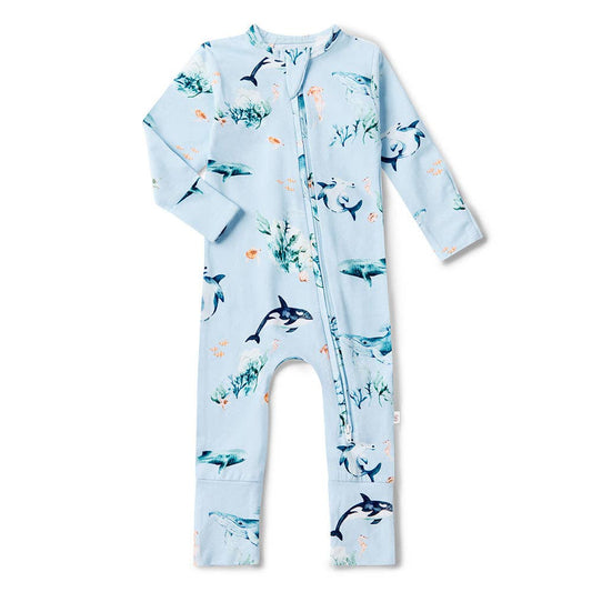 Snuggle Hunny - Blue Ocean Organic Snugglesuit Convertible Romper