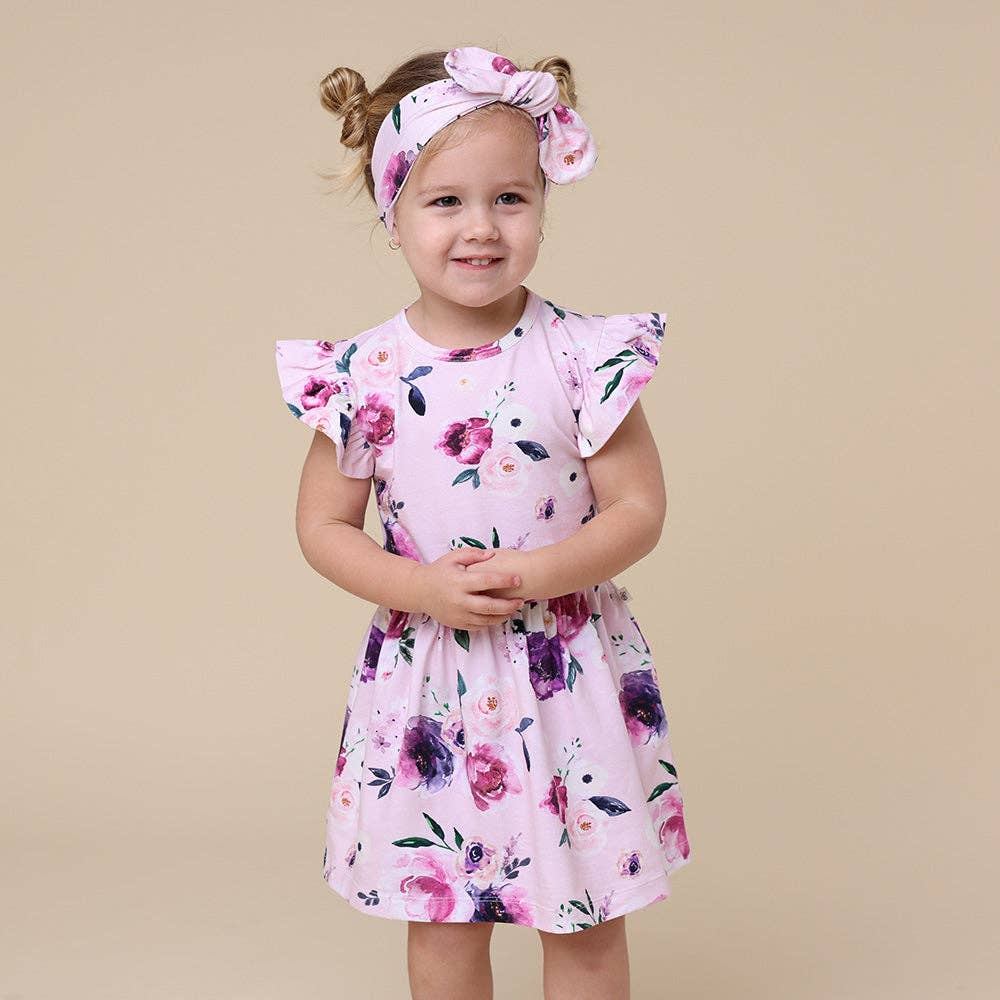 Snuggle Hunny - Floral Kiss Short Sleeve Organic Dress - Bambam Kids Toys 
