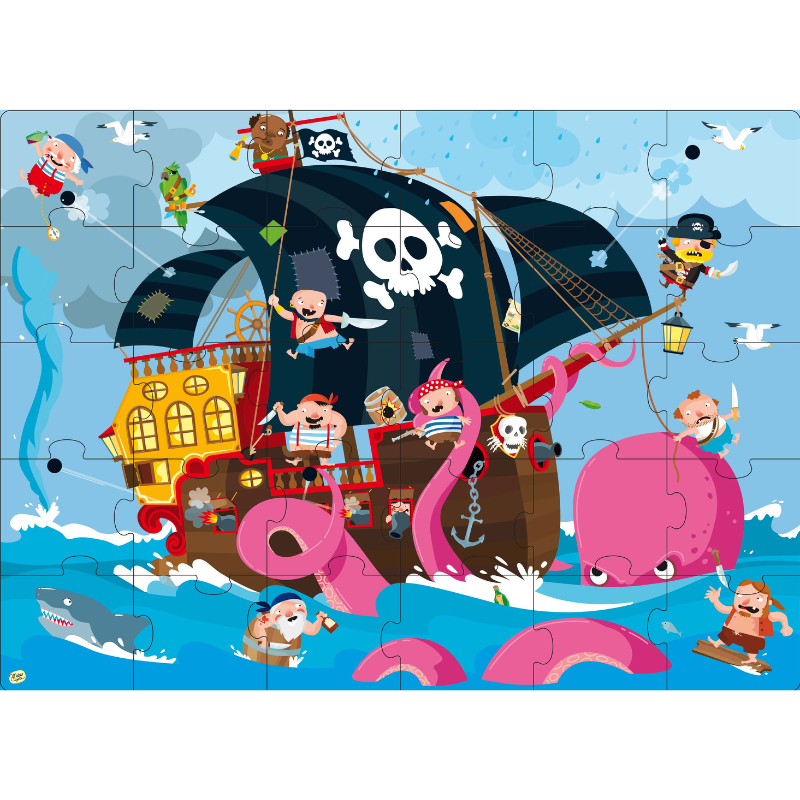 Sassi Book and Giant Puzzle  - Pirates (30 pcs)