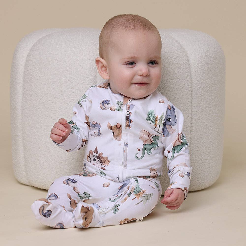 Snuggle Hunny - Dragon Organic Snuggle Sleepsuit Zip Footie