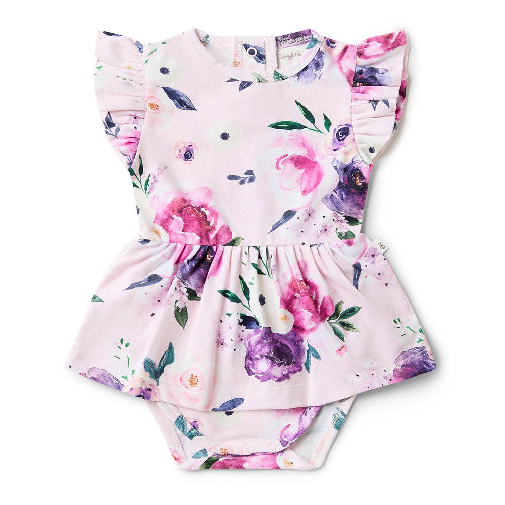 Snuggle Hunny - Floral Kiss Short Sleeve Organic Dress - Bambam Kids Toys 