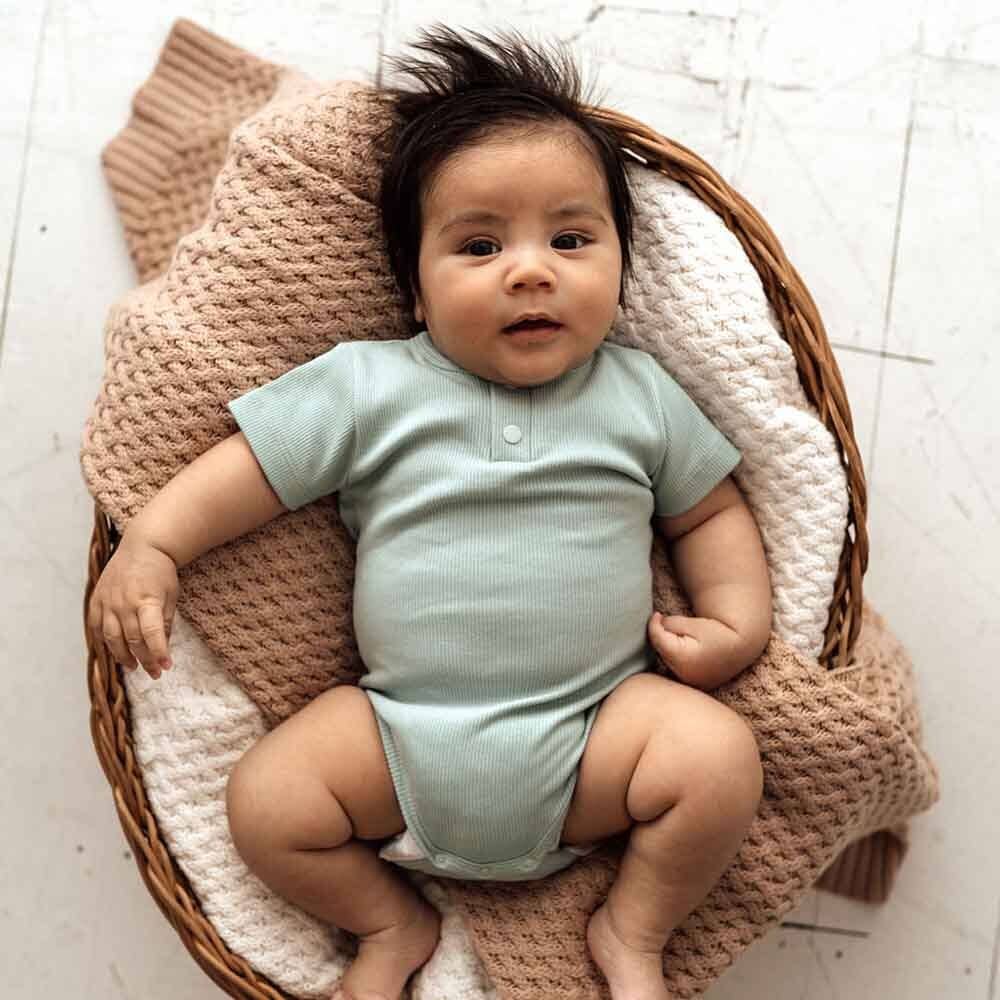 Snuggle Hunny - Sage Short Sleeve Organic Bodysuit