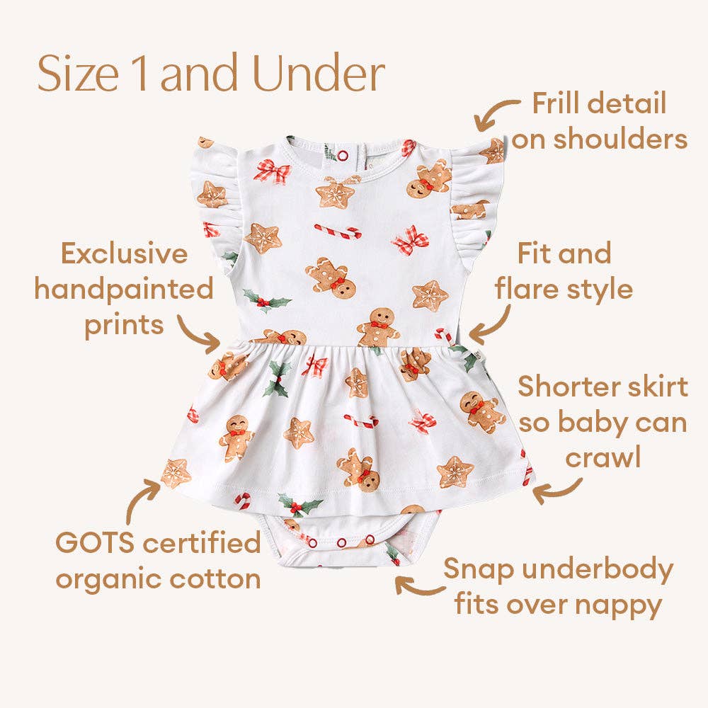 Snuggle Hunny - Gingerbread Short Sleeve Organic Dress