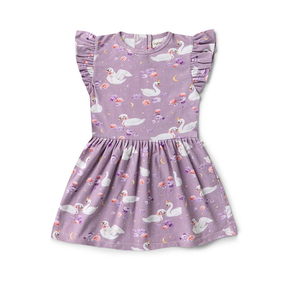 Snuggle Hunny - Swan Lake Short Sleeve Organic Dress