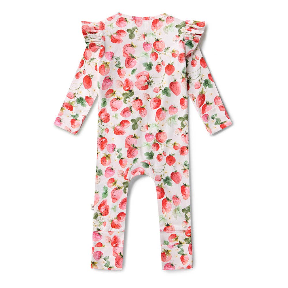 Snuggle Hunny - Strawberry Organic Snugglesuit Convertible Romper