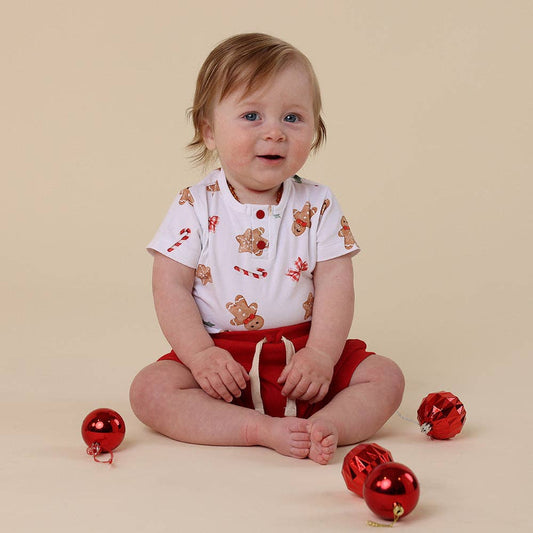 Snuggle Hunny - Gingerbread Short Sleeve Organic Bodysuit