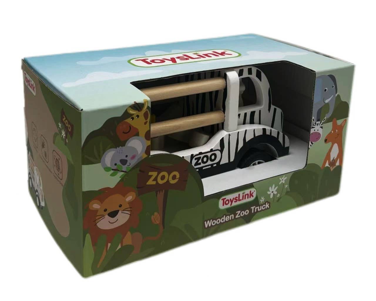 Wooden Pullback Zoo Truck with Animals