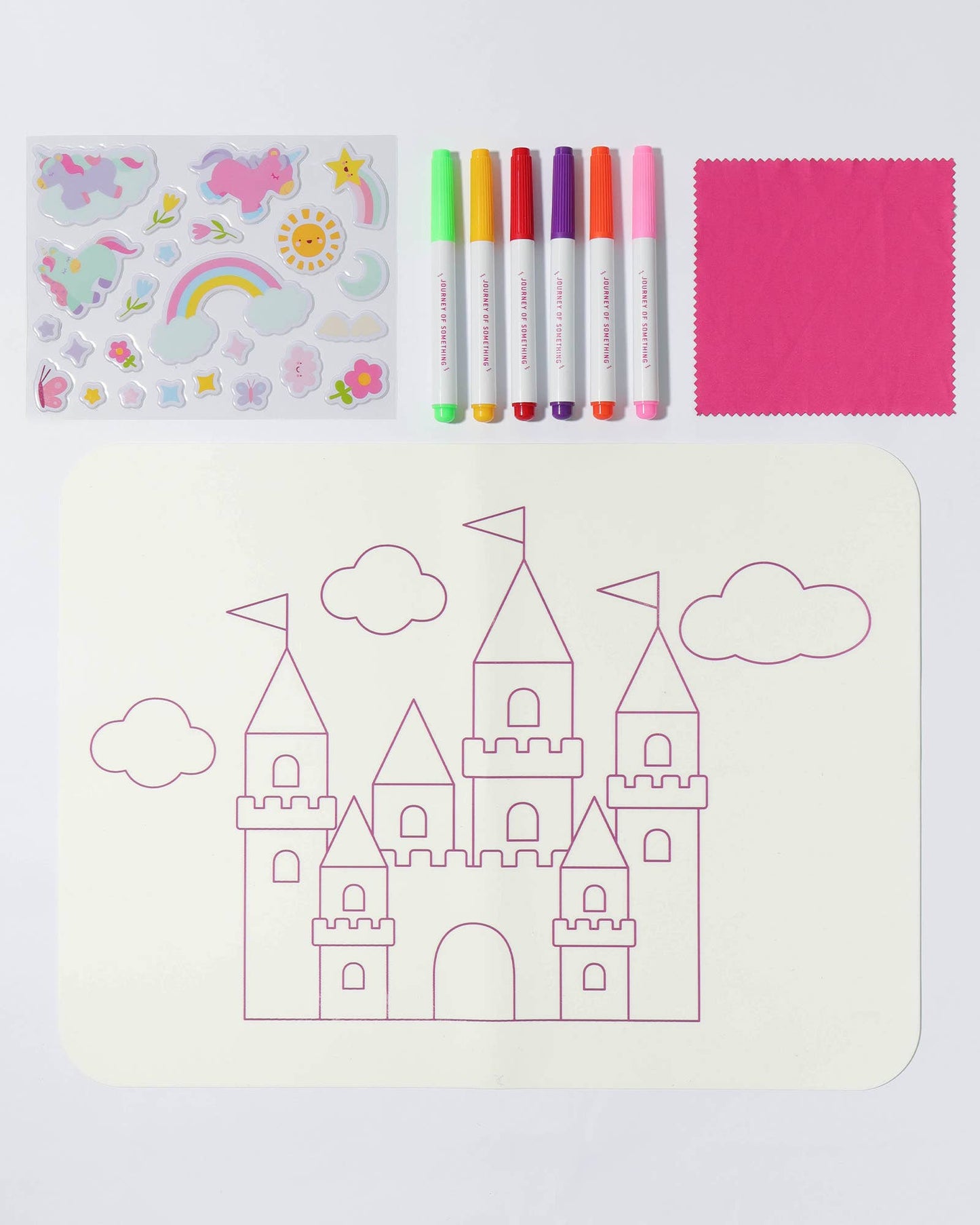 Wipeable Silicone Colouring Mat - Unicorn Castle