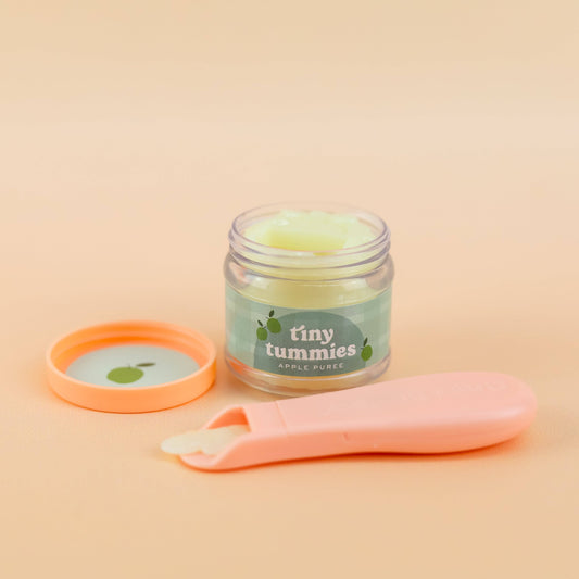 Tiny Harlow - Tiny Tummies Apple Puree Food jar and spoon set