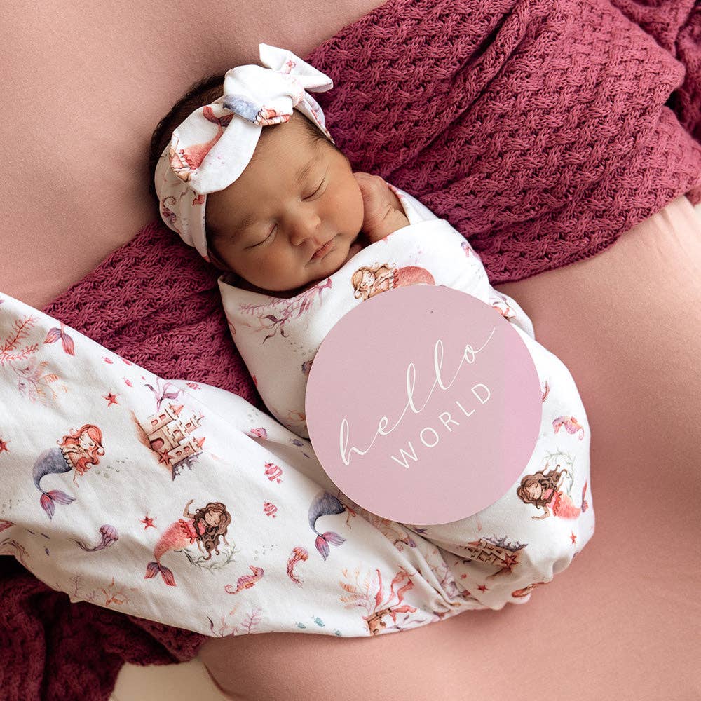 Snuggle Hunny - Mermaid Organic Jersey Wrap & Topknot Set - Bambam Kids Toys 