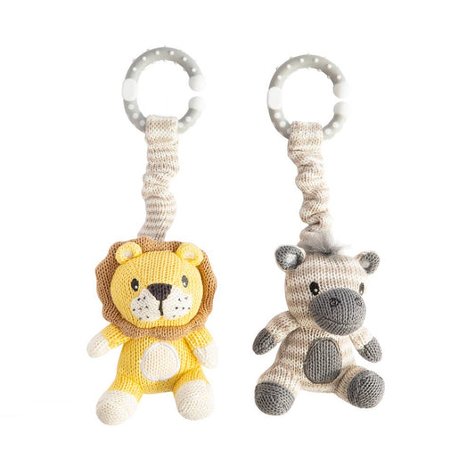 Living Textiles - 2pk Stroller Toys - Zebra & Lion