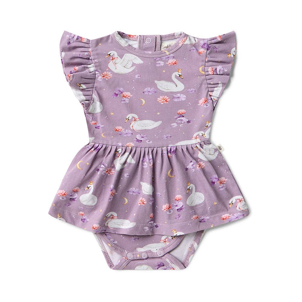 Snuggle Hunny - Swan Lake Short Sleeve Organic Dress