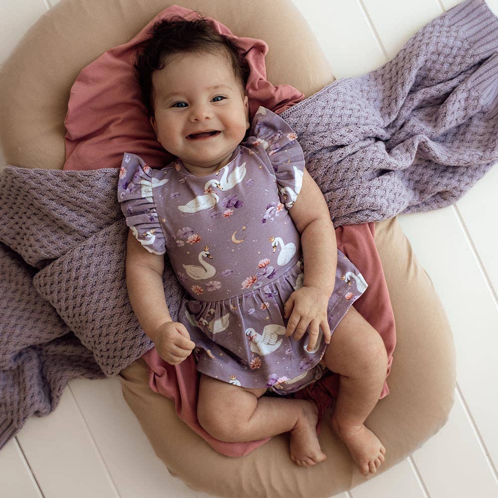 Snuggle Hunny - Swan Lake Short Sleeve Organic Dress