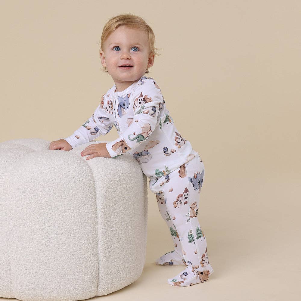 Snuggle Hunny - Dragon Organic Snuggle Sleepsuit Zip Footie