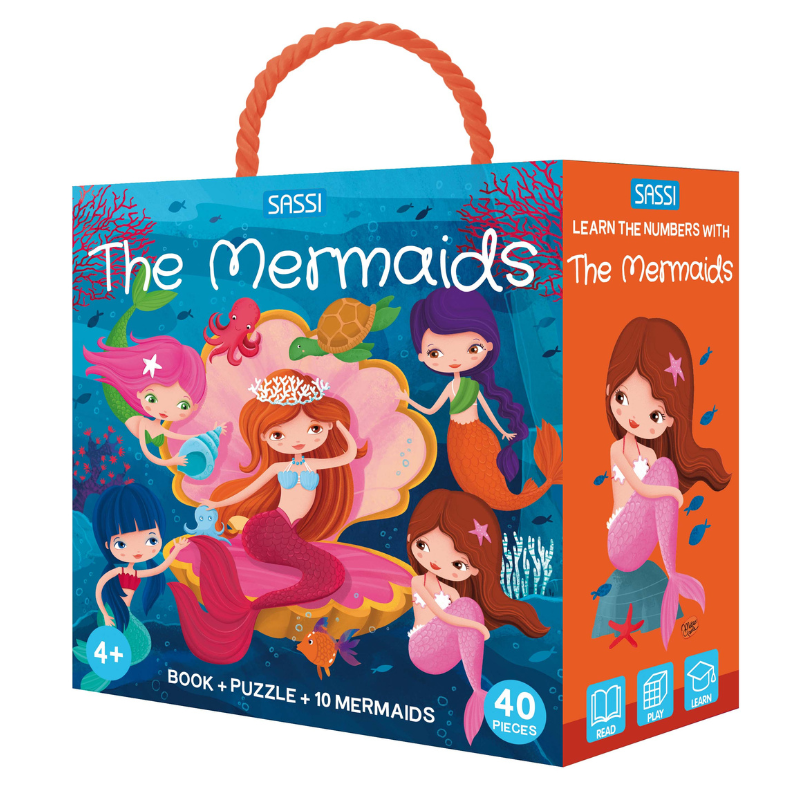 Sassi 3D Puzzle and Book Set - Learn Numbers Mermaids, 40 pcs