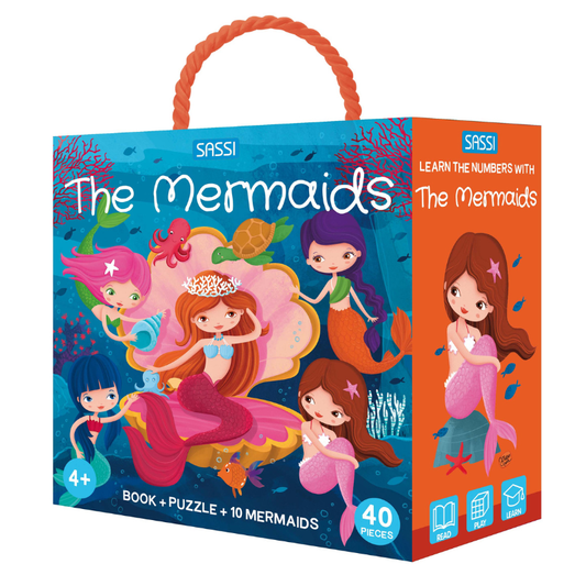 Sassi 3D Puzzle and Book Set - Learn Numbers Mermaids, 40 pcs