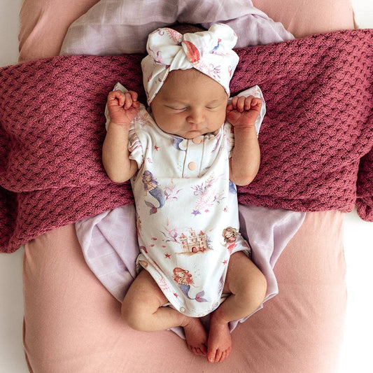 Snuggle Hunny - Mermaid Short Sleeve Organic Bodysuit with Frill