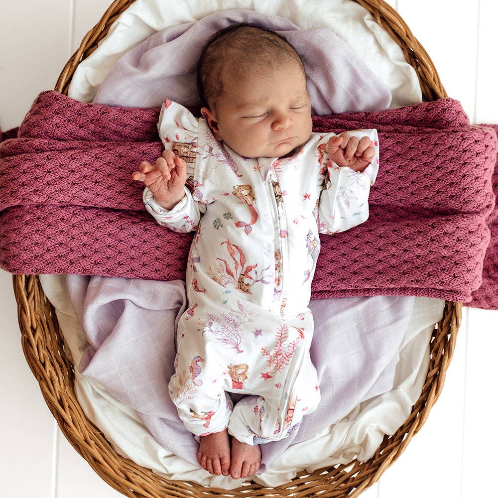 Snuggle Hunny - Mermaid Organic Snugglesuit Convertible Romper with Frill