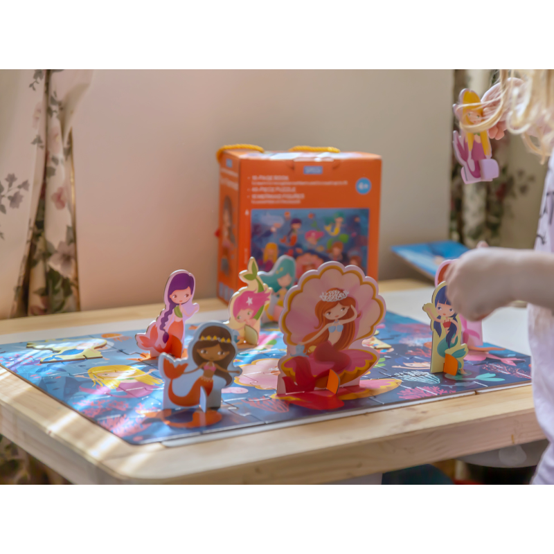 Sassi 3D Puzzle and Book Set - Learn Numbers Mermaids, 40 pcs