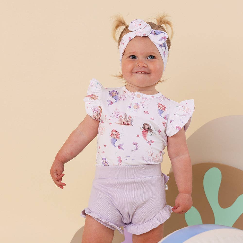 Snuggle Hunny - Mermaid Short Sleeve Organic Bodysuit with Frill