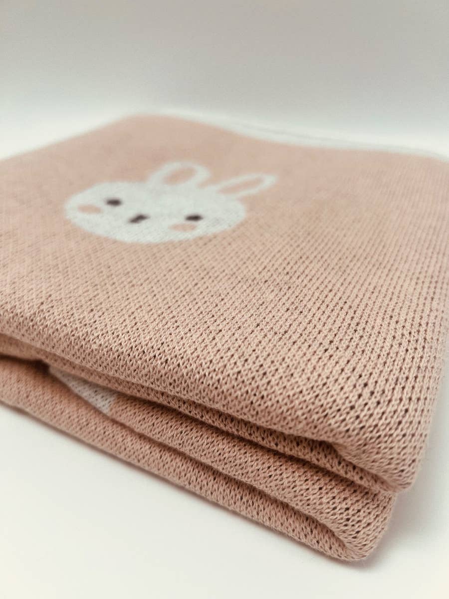 Kids Cotton Knitted Blanket - Bunny