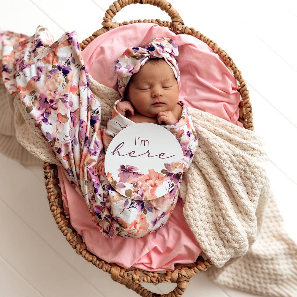 Snuggle Hunny - Blushing Beauty Organic Jersey Wrap & Topknot Set